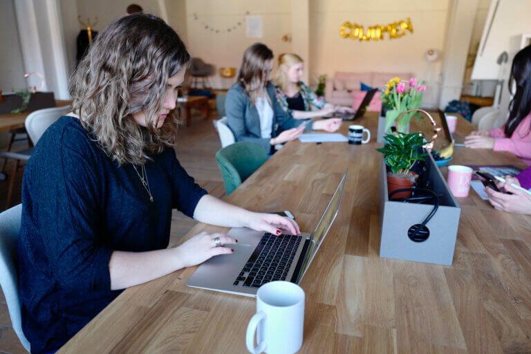 women in co-working space